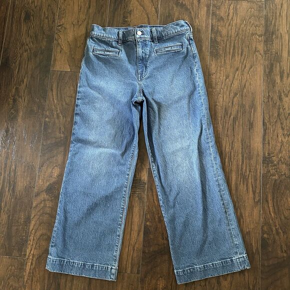 J. Crew Wide-Leg Crop Medium Wash Stretch Jeans Size 27 CB374 - Picture 1 of 10